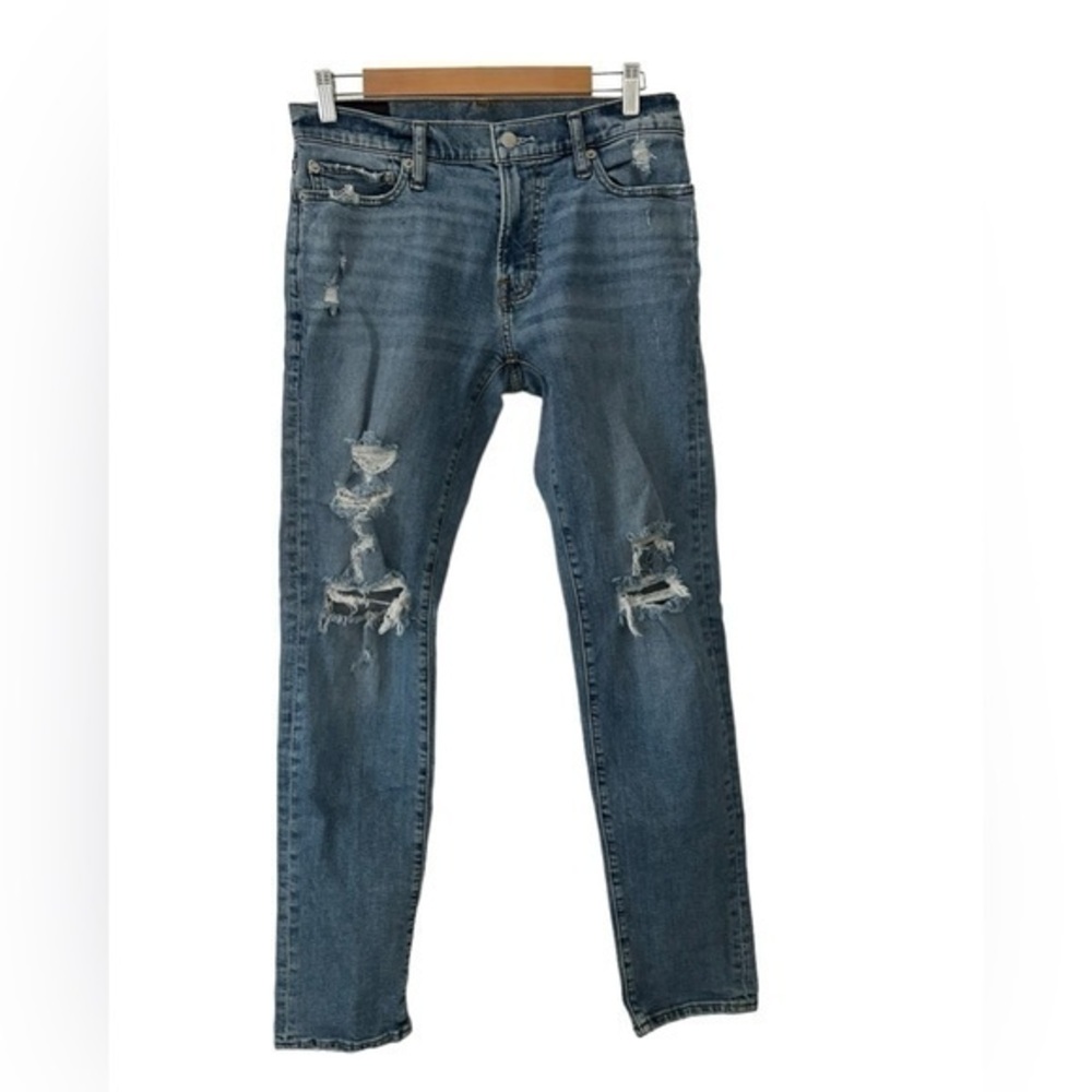 Abercrombie Skinny Medium Wash Stretch Distressed Denim Jeans Size 30